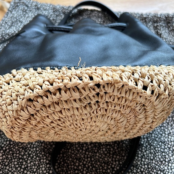 Loeffler Randall black leather and straw drawstring crossbody - Picture 10 of 11